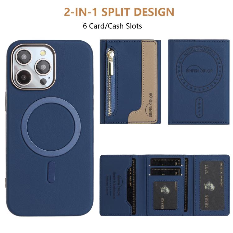 For iPhone 12 Pro Max Zipper Horizontal Magnetic Card Bag RFID MagSafe Phone Case
