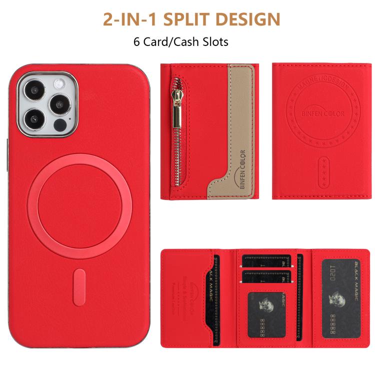 For iPhone 11 Zipper Horizontal Magnetic Card Bag RFID MagSafe Phone Case