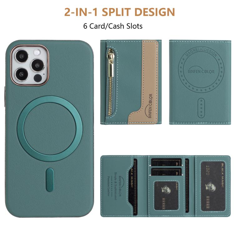 For iPhone 11 Zipper Horizontal Magnetic Card Bag RFID MagSafe Phone Case