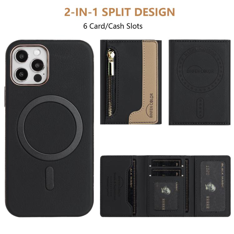 For iPhone 11 Zipper Horizontal Magnetic Card Bag RFID MagSafe Phone Case