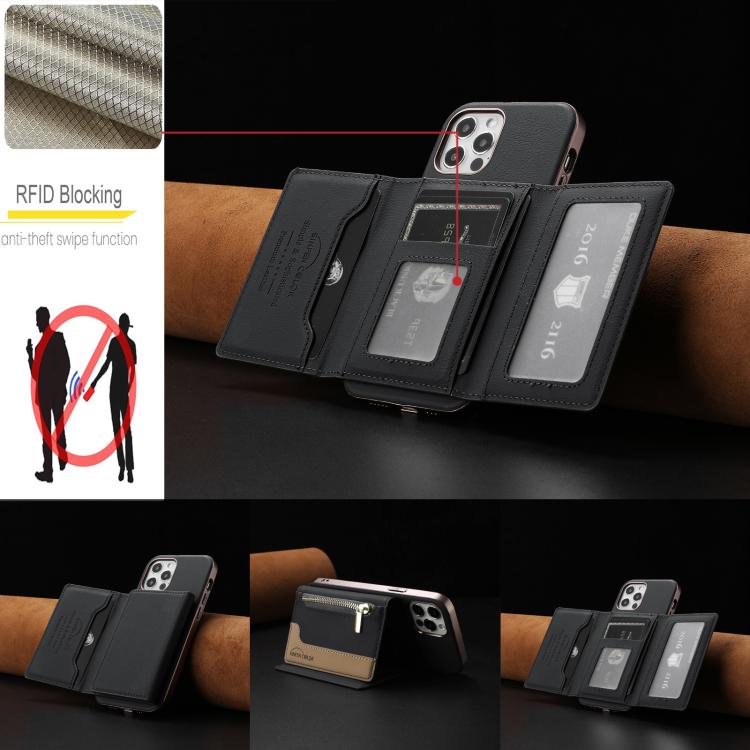 For iPhone 11 Zipper Horizontal Magnetic Card Bag RFID MagSafe Phone Case