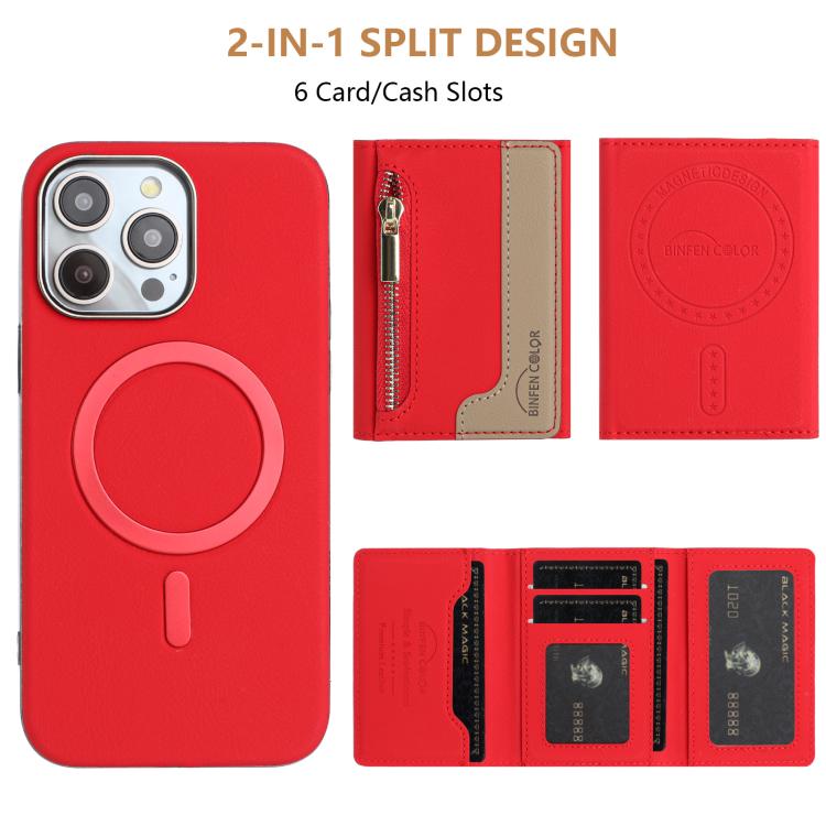 For iPhone 11 Pro Zipper Horizontal Magnetic Card Bag RFID MagSafe Phone Case