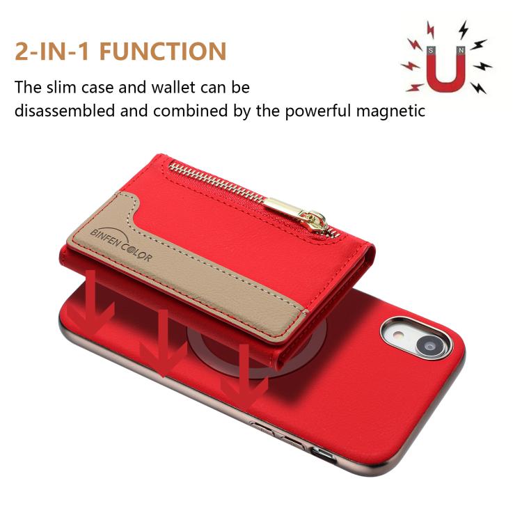 For iPhone XR Zipper Horizontal Magnetic Card Bag RFID MagSafe Phone Case