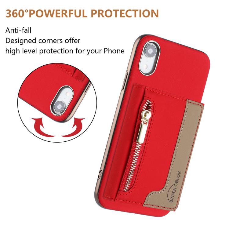For iPhone XR Zipper Horizontal Magnetic Card Bag RFID MagSafe Phone Case