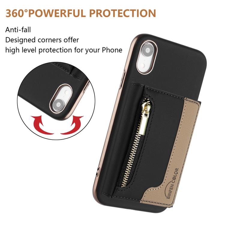 For iPhone XR Zipper Horizontal Magnetic Card Bag RFID MagSafe Phone Case