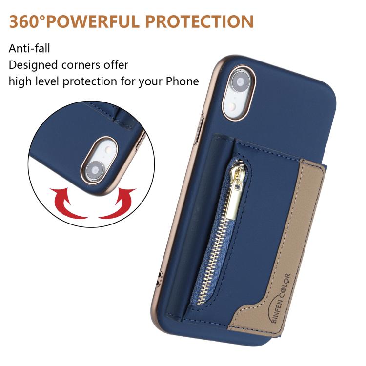 For iPhone XR Zipper Horizontal Magnetic Card Bag RFID MagSafe Phone Case