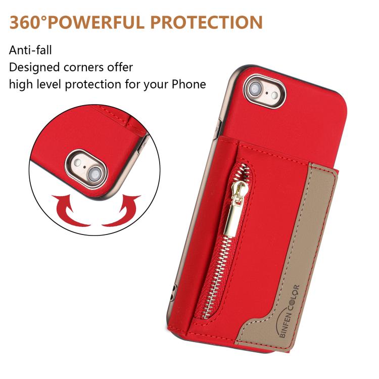 For iPhone 8 / 7 / 6 Zipper Horizontal Magnetic Card Bag RFID MagSafe Phone Case