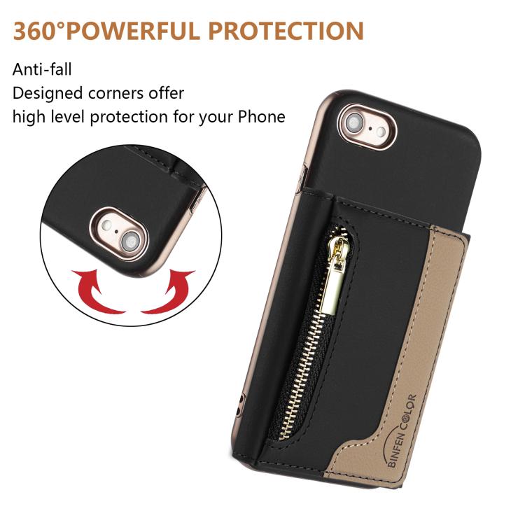 For iPhone 8 / 7 / 6 Zipper Horizontal Magnetic Card Bag RFID MagSafe Phone Case