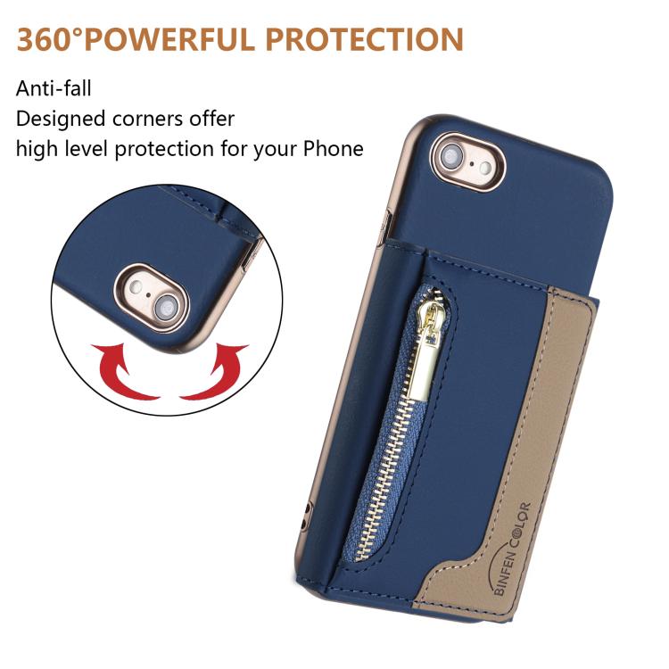 For iPhone 8 / 7 / 6 Zipper Horizontal Magnetic Card Bag RFID MagSafe Phone Case