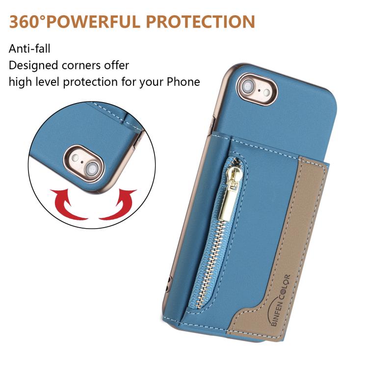 For iPhone 8 / 7 / 6 Zipper Horizontal Magnetic Card Bag RFID MagSafe Phone Case