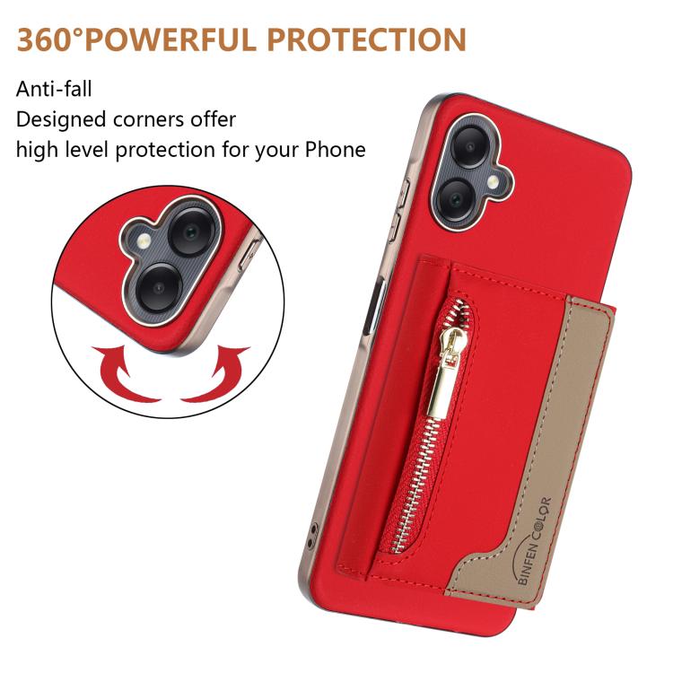 For Samsung Galaxy A06 Zipper Horizontal Magnetic Card Bag RFID MagSafe Phone Case