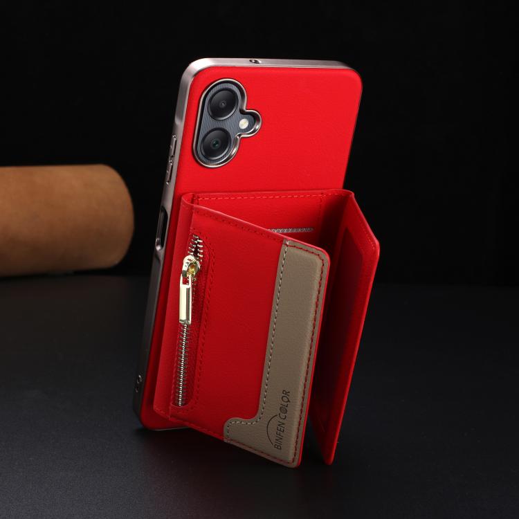 For Samsung Galaxy A06 Zipper Horizontal Magnetic Card Bag RFID MagSafe Phone Case