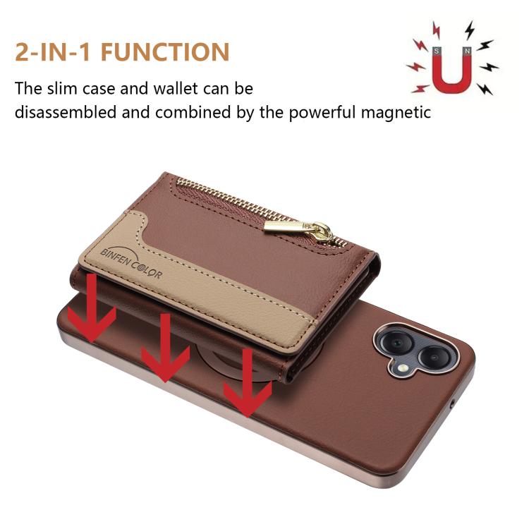 For Samsung Galaxy A06 Zipper Horizontal Magnetic Card Bag RFID MagSafe Phone Case