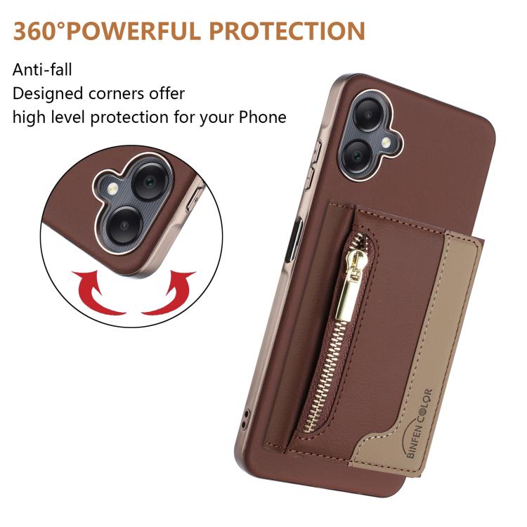 For Samsung Galaxy A06 Zipper Horizontal Magnetic Card Bag RFID MagSafe Phone Case