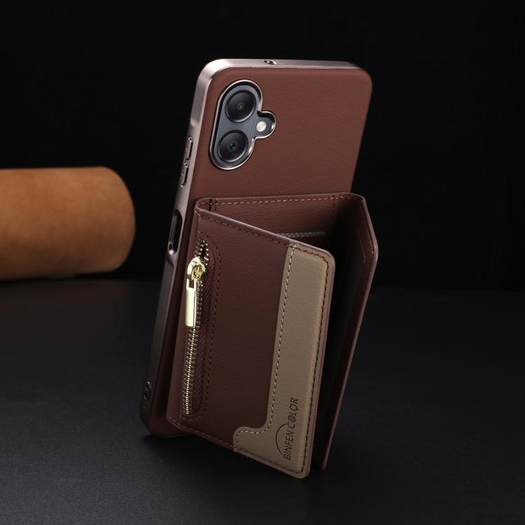 For Samsung Galaxy A06 Zipper Horizontal Magnetic Card Bag RFID MagSafe Phone Case