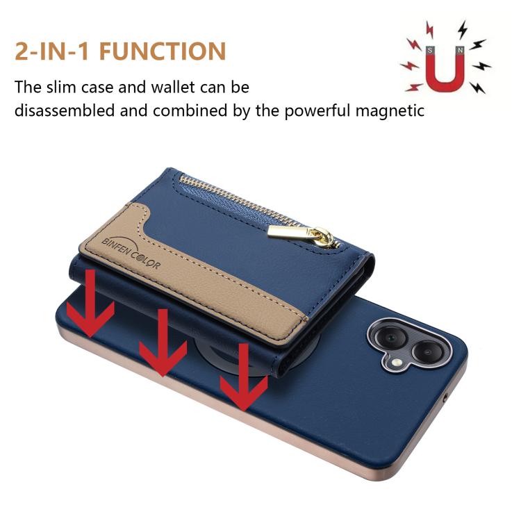For Samsung Galaxy A06 Zipper Horizontal Magnetic Card Bag RFID MagSafe Phone Case