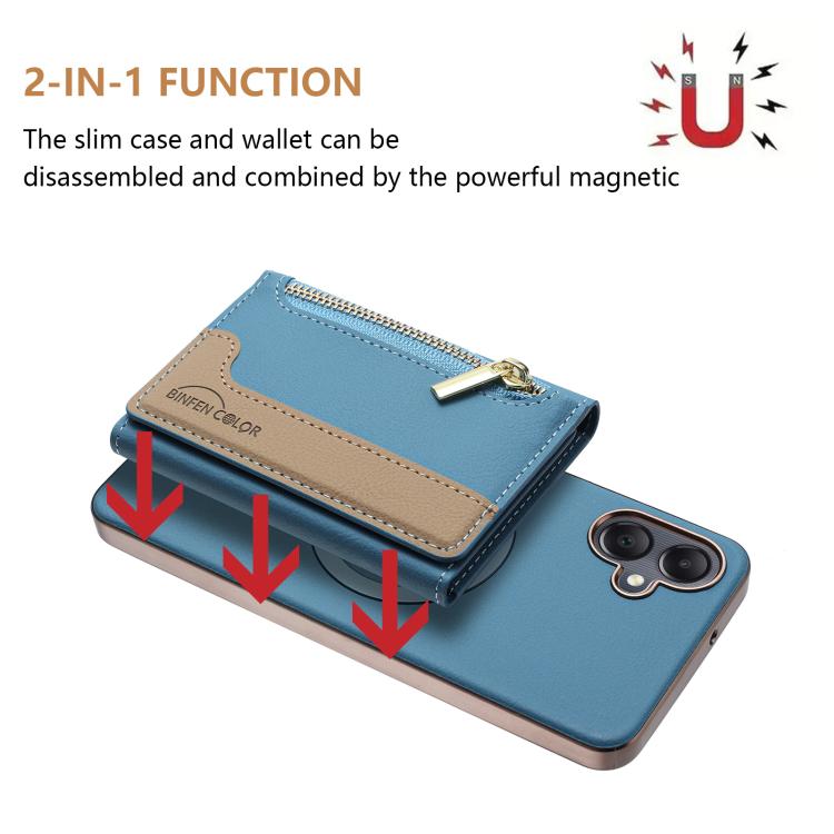 For Samsung Galaxy A06 Zipper Horizontal Magnetic Card Bag RFID MagSafe Phone Case