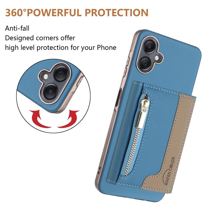 For Samsung Galaxy A06 Zipper Horizontal Magnetic Card Bag RFID MagSafe Phone Case
