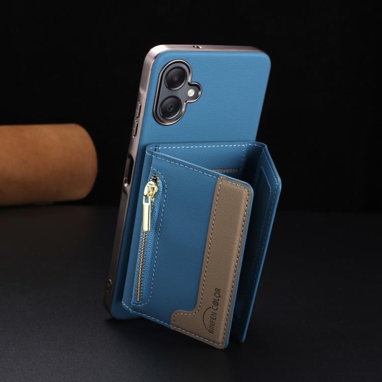 For Samsung Galaxy A06 Zipper Horizontal Magnetic Card Bag RFID MagSafe Phone Case