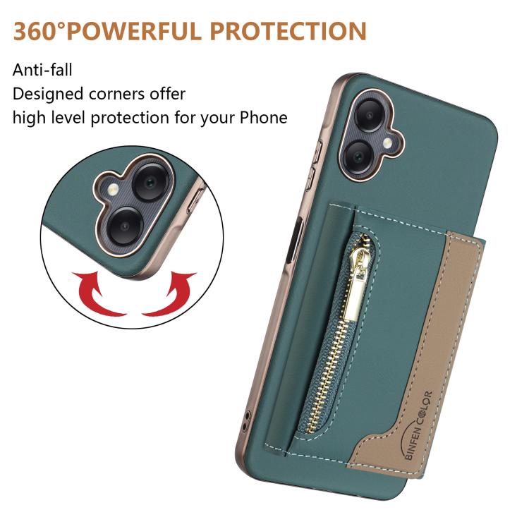 For Samsung Galaxy A06 Zipper Horizontal Magnetic Card Bag RFID MagSafe Phone Case