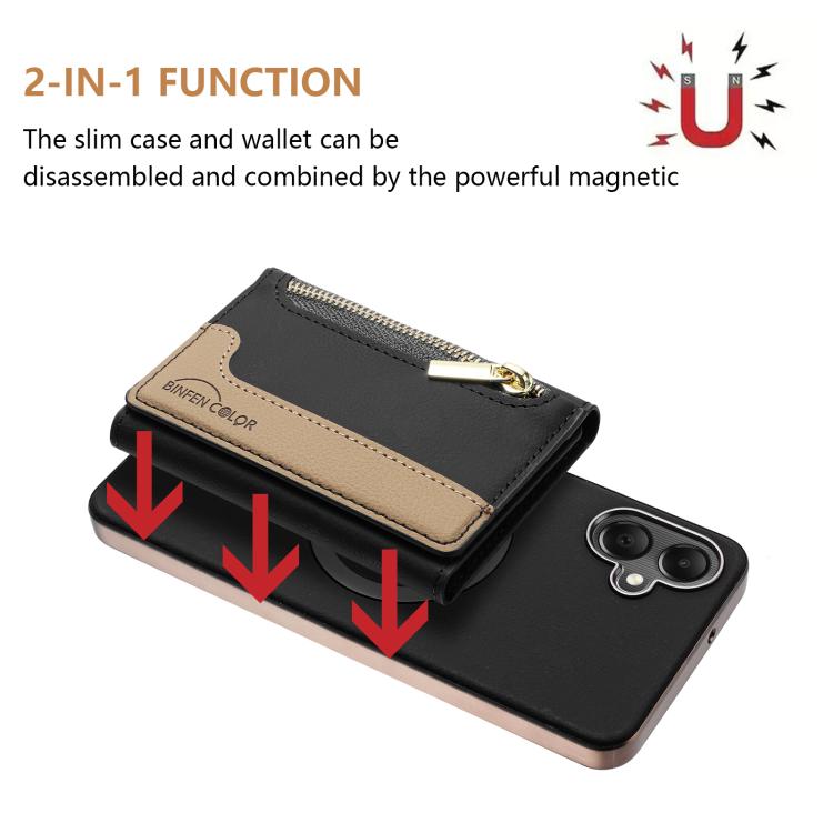 For Samsung Galaxy A06 Zipper Horizontal Magnetic Card Bag RFID MagSafe Phone Case