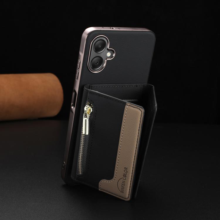 For Samsung Galaxy A06 Zipper Horizontal Magnetic Card Bag RFID MagSafe Phone Case