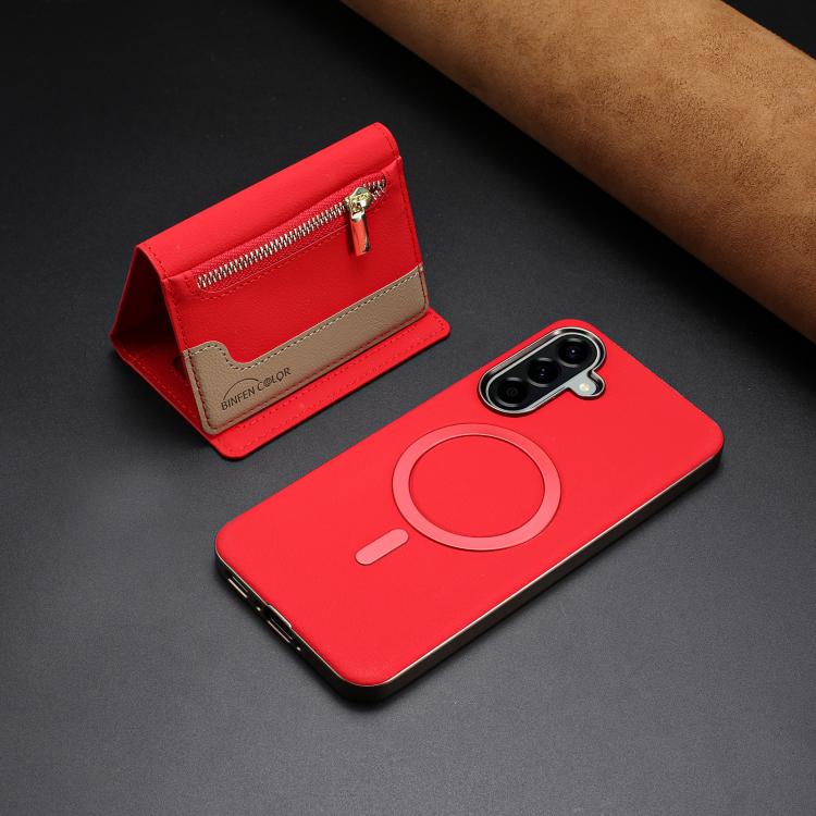 For Samsung Galaxy A56 Zipper Horizontal Magnetic Card Bag RFID MagSafe Phone Case