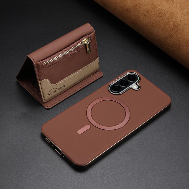 For Samsung Galaxy A56 Zipper Horizontal Magnetic Card Bag RFID MagSafe Phone Case