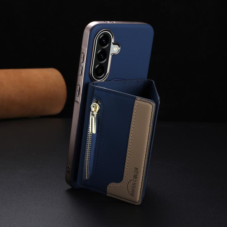 For Samsung Galaxy A56 Zipper Horizontal Magnetic Card Bag RFID MagSafe Phone Case