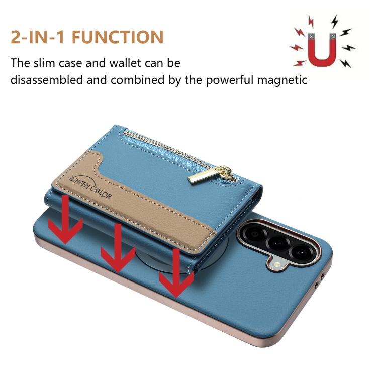 For Samsung Galaxy A56 Zipper Horizontal Magnetic Card Bag RFID MagSafe Phone Case