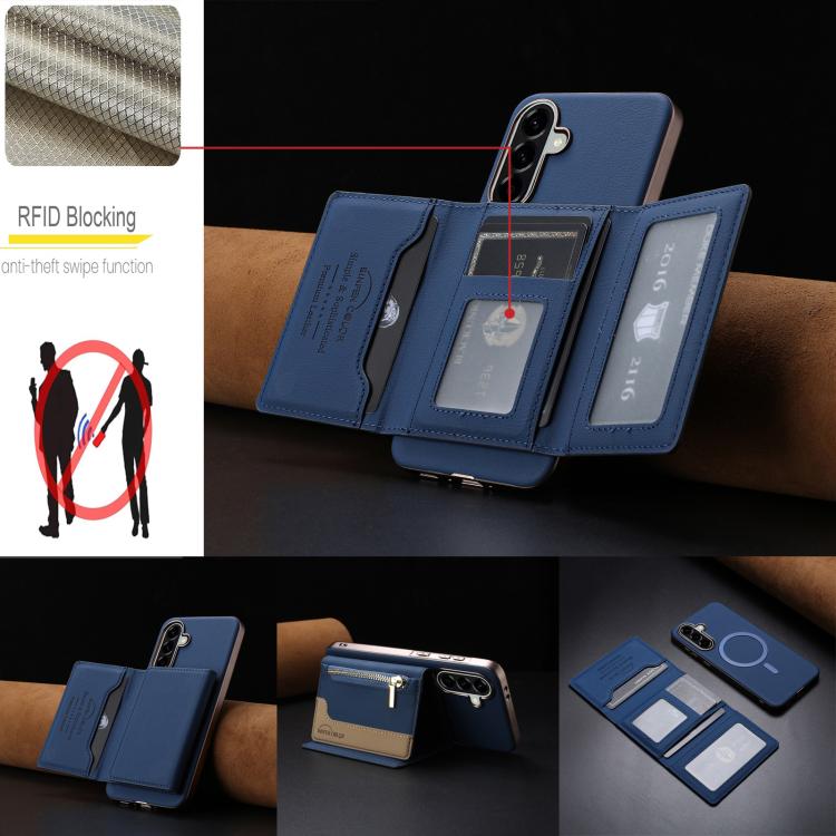 For Samsung Galaxy A26 Zipper Horizontal Magnetic Card Bag RFID MagSafe Phone Case