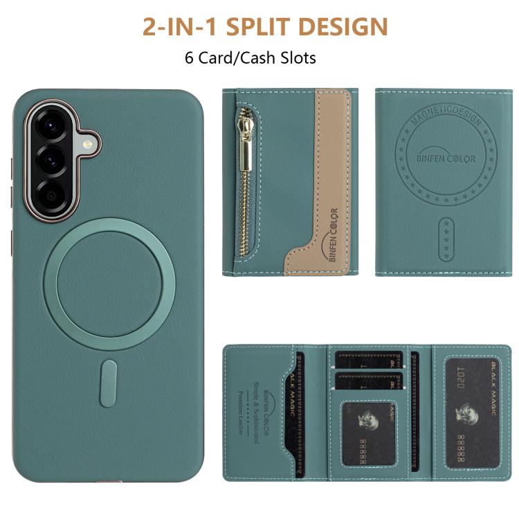 For Samsung Galaxy A26 Zipper Horizontal Magnetic Card Bag RFID MagSafe Phone Case