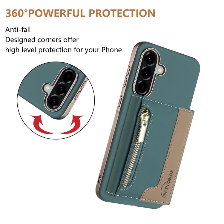 For Samsung Galaxy A36 Zipper Horizontal Magnetic Card Bag RFID MagSafe Phone Case