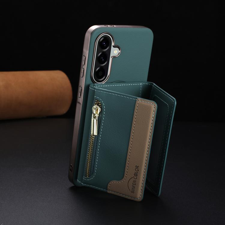 For Samsung Galaxy A36 Zipper Horizontal Magnetic Card Bag RFID MagSafe Phone Case