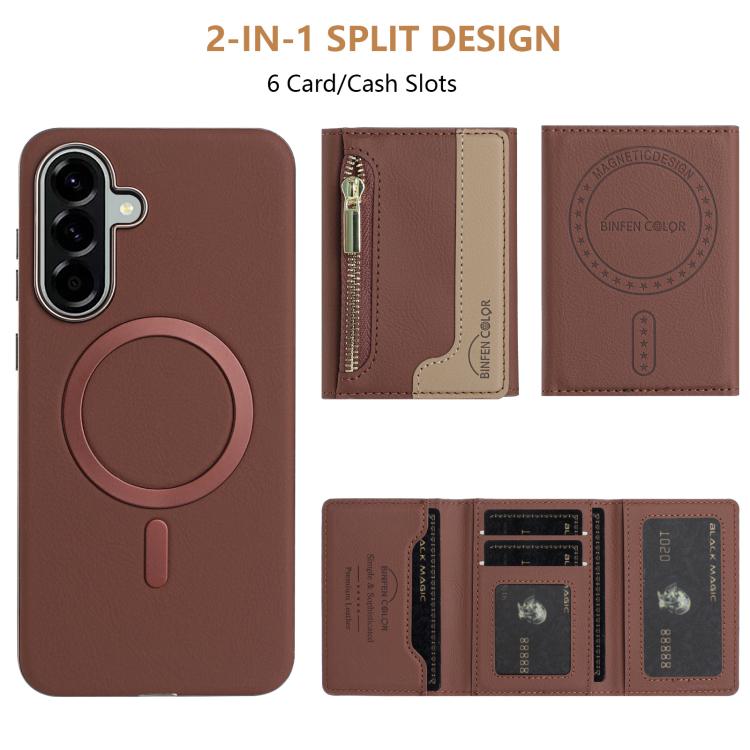 For Samsung Galaxy A25 Zipper Horizontal Magnetic Card Bag RFID MagSafe Phone Case