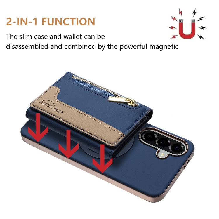 For Samsung Galaxy A25 Zipper Horizontal Magnetic Card Bag RFID MagSafe Phone Case