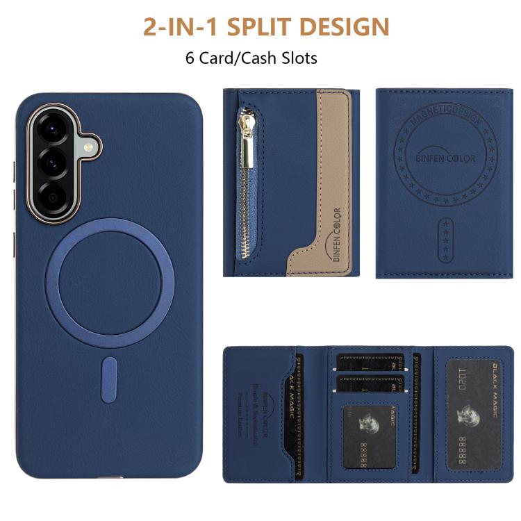 For Samsung Galaxy A25 Zipper Horizontal Magnetic Card Bag RFID MagSafe Phone Case
