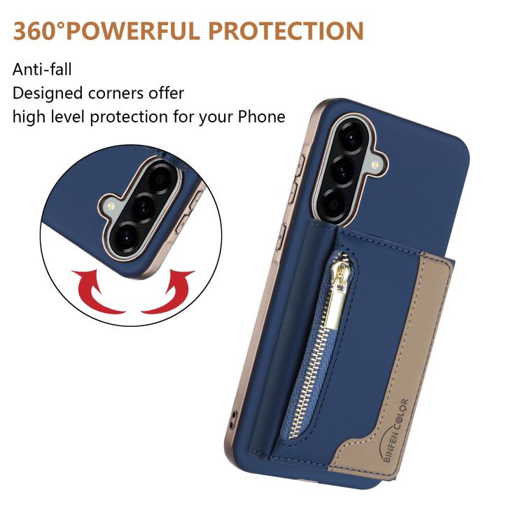 For Samsung Galaxy A25 Zipper Horizontal Magnetic Card Bag RFID MagSafe Phone Case