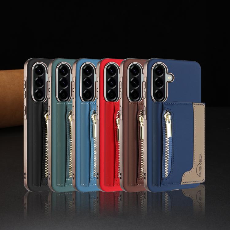 For Samsung Galaxy A55 Zipper Horizontal Magnetic Card Bag RFID MagSafe Phone Case