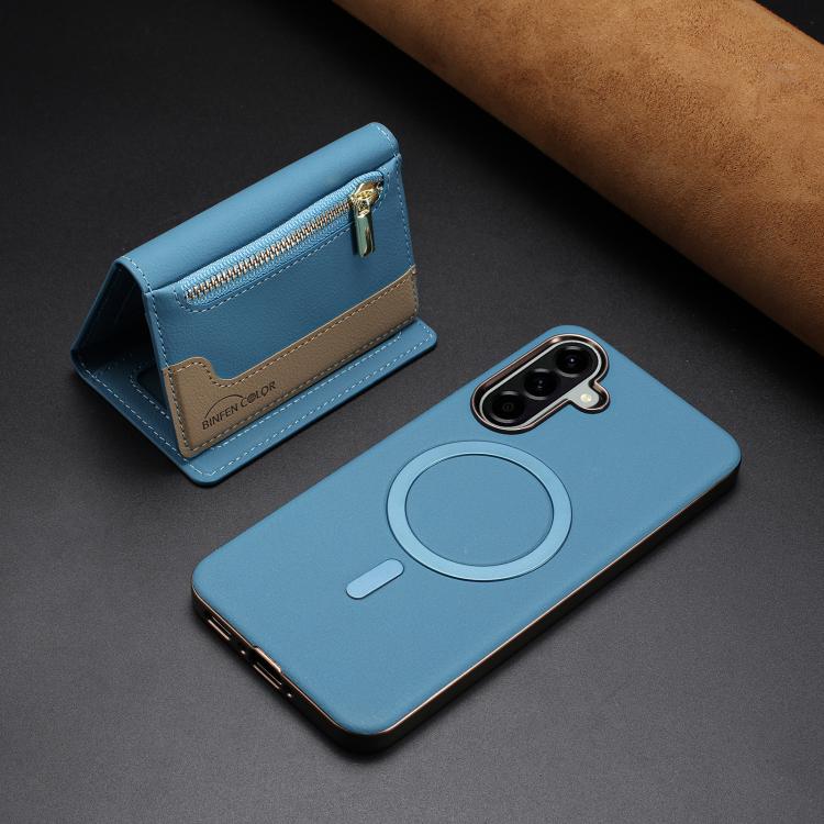 For Samsung Galaxy A55 Zipper Horizontal Magnetic Card Bag RFID MagSafe Phone Case