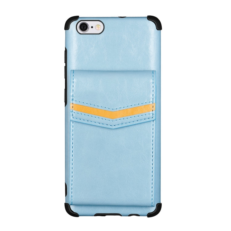 For iPhone 6 & 6s Flip Card Bag Copper Buckle TPU + PU Leather Back Cover Shockproof Case with Card Slots & Photo Frame