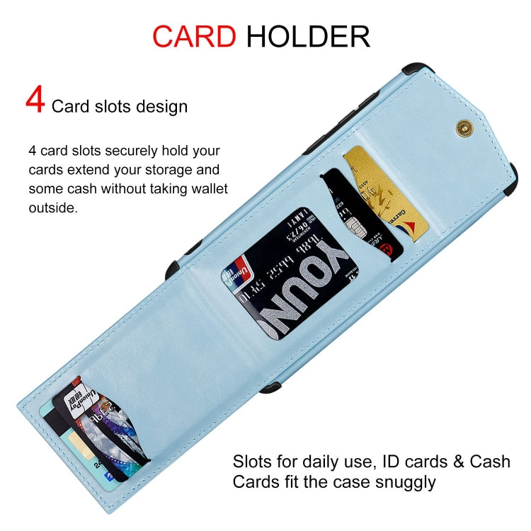 For iPhone 6 & 6s Flip Card Bag Copper Buckle TPU + PU Leather Back Cover Shockproof Case with Card Slots & Photo Frame