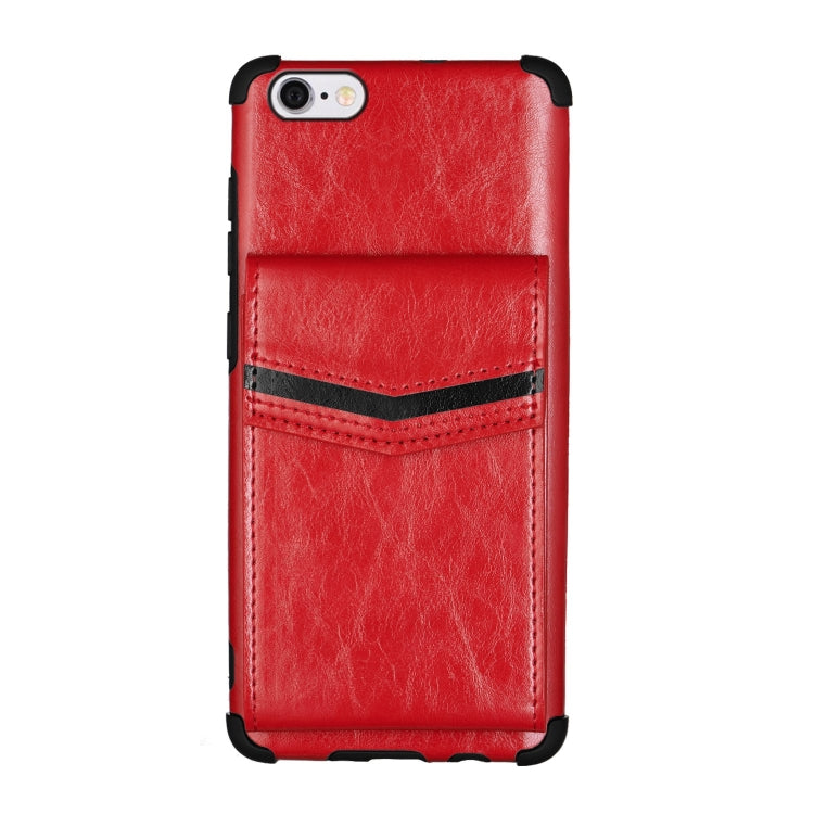 For iPhone 6 & 6s Flip Card Bag Copper Buckle TPU + PU Leather Back Cover Shockproof Case with Card Slots & Photo Frame