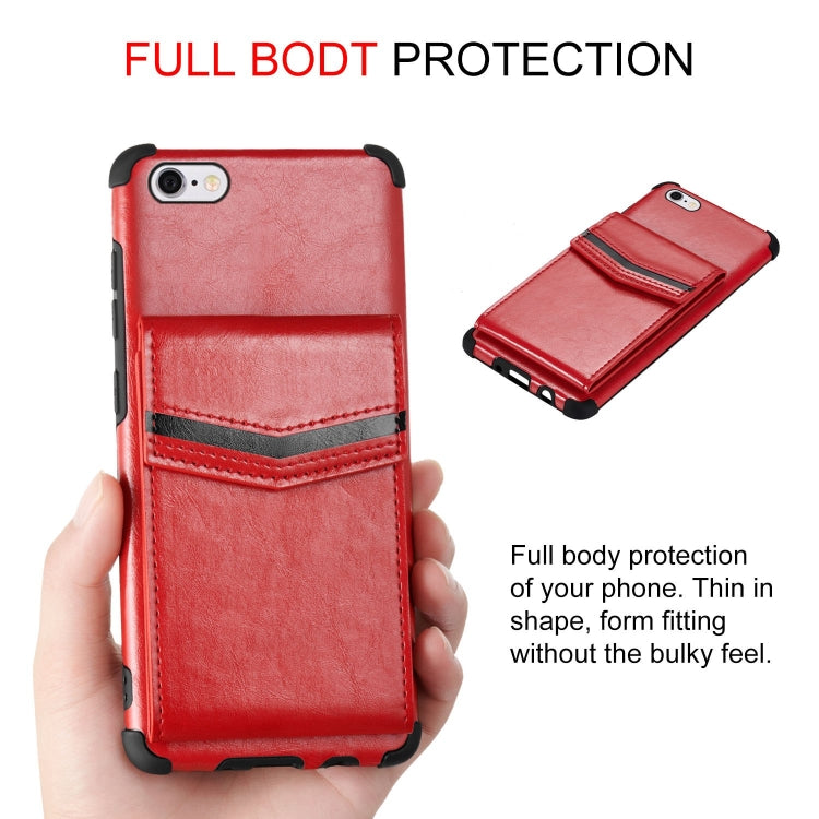 For iPhone 6 & 6s Flip Card Bag Copper Buckle TPU + PU Leather Back Cover Shockproof Case with Card Slots & Photo Frame