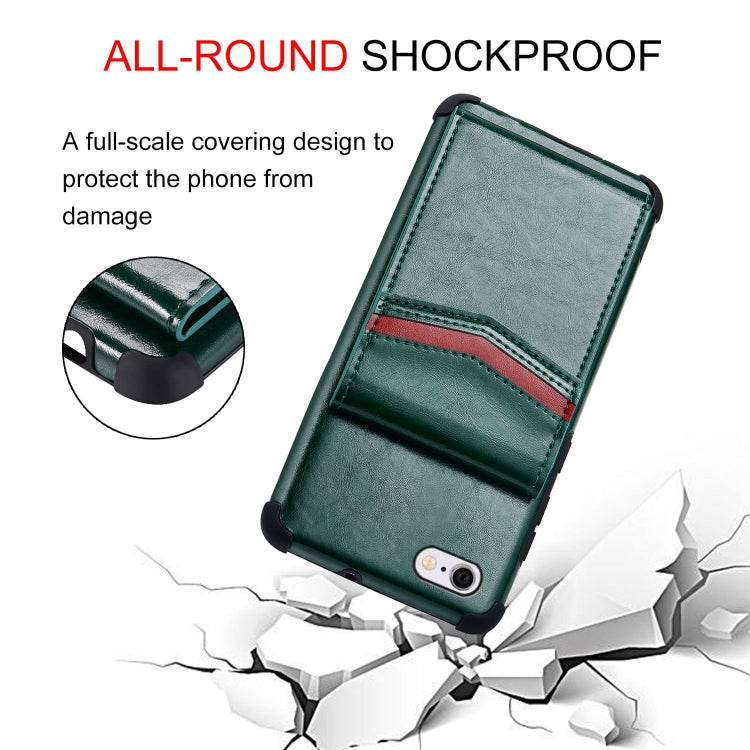 For iPhone 6 & 6s Flip Card Bag Copper Buckle TPU + PU Leather Back Cover Shockproof Case with Card Slots & Photo Frame