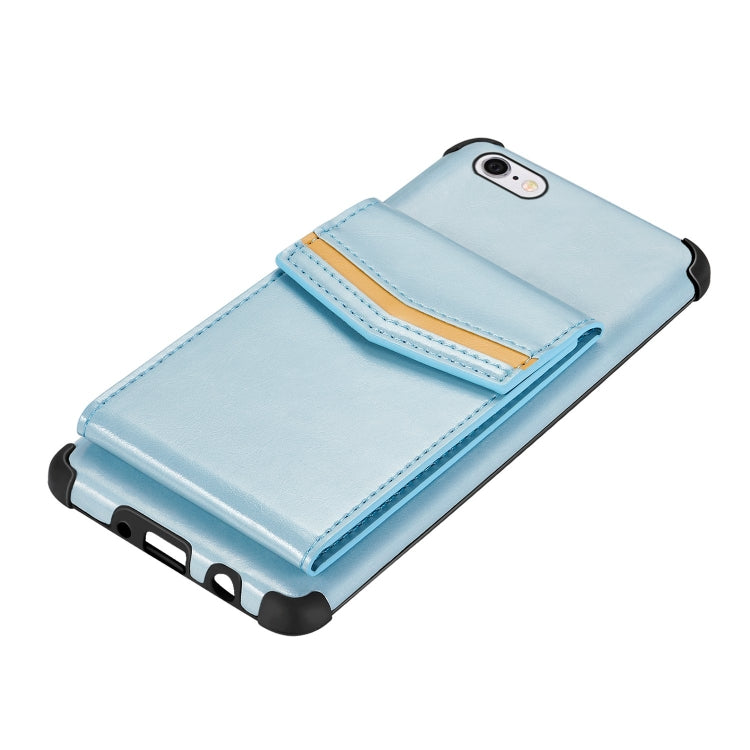 For iPhone 6 Plus & 6s Plus Flip Card Bag Copper Buckle TPU + PU Leather Back Cover Shockproof Case with Card Slots & Photo Frame