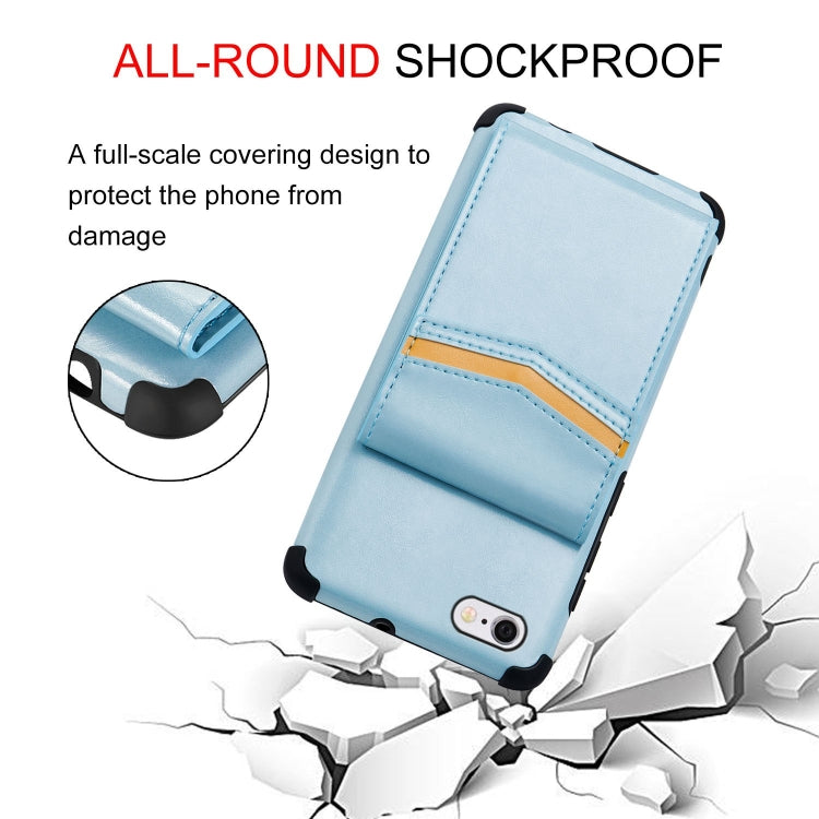 For iPhone 6 Plus & 6s Plus Flip Card Bag Copper Buckle TPU + PU Leather Back Cover Shockproof Case with Card Slots & Photo Frame