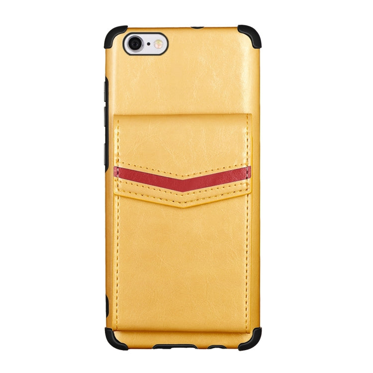 For iPhone 6 Plus & 6s Plus Flip Card Bag Copper Buckle TPU + PU Leather Back Cover Shockproof Case with Card Slots & Photo Frame