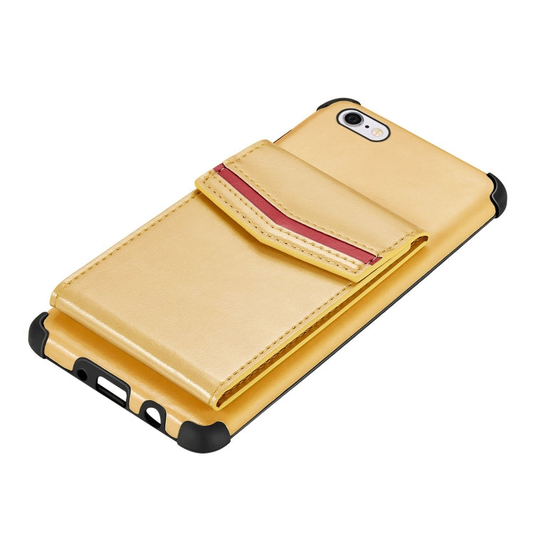 For iPhone 6 Plus & 6s Plus Flip Card Bag Copper Buckle TPU + PU Leather Back Cover Shockproof Case with Card Slots & Photo Frame