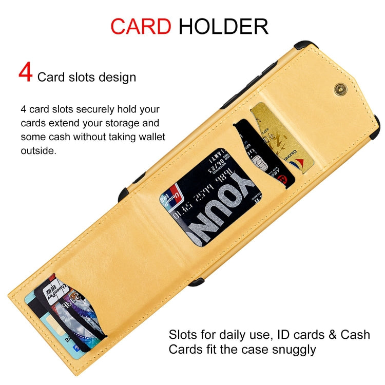 For iPhone 6 Plus & 6s Plus Flip Card Bag Copper Buckle TPU + PU Leather Back Cover Shockproof Case with Card Slots & Photo Frame